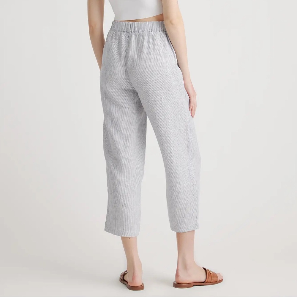 Quince 100% European Linen Pants in Blue Pinstripe - Picture 2 of 4